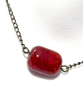 2/$20, Burnt Orange Snakeskin Agate Short Necklace, Gemstone & Bronze Chain